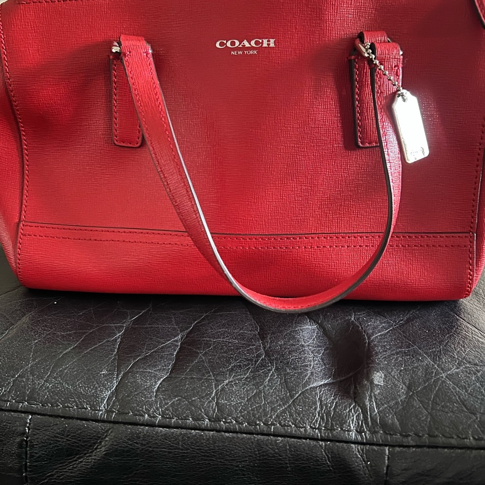 Coach Red Satchel with Leather Finish
